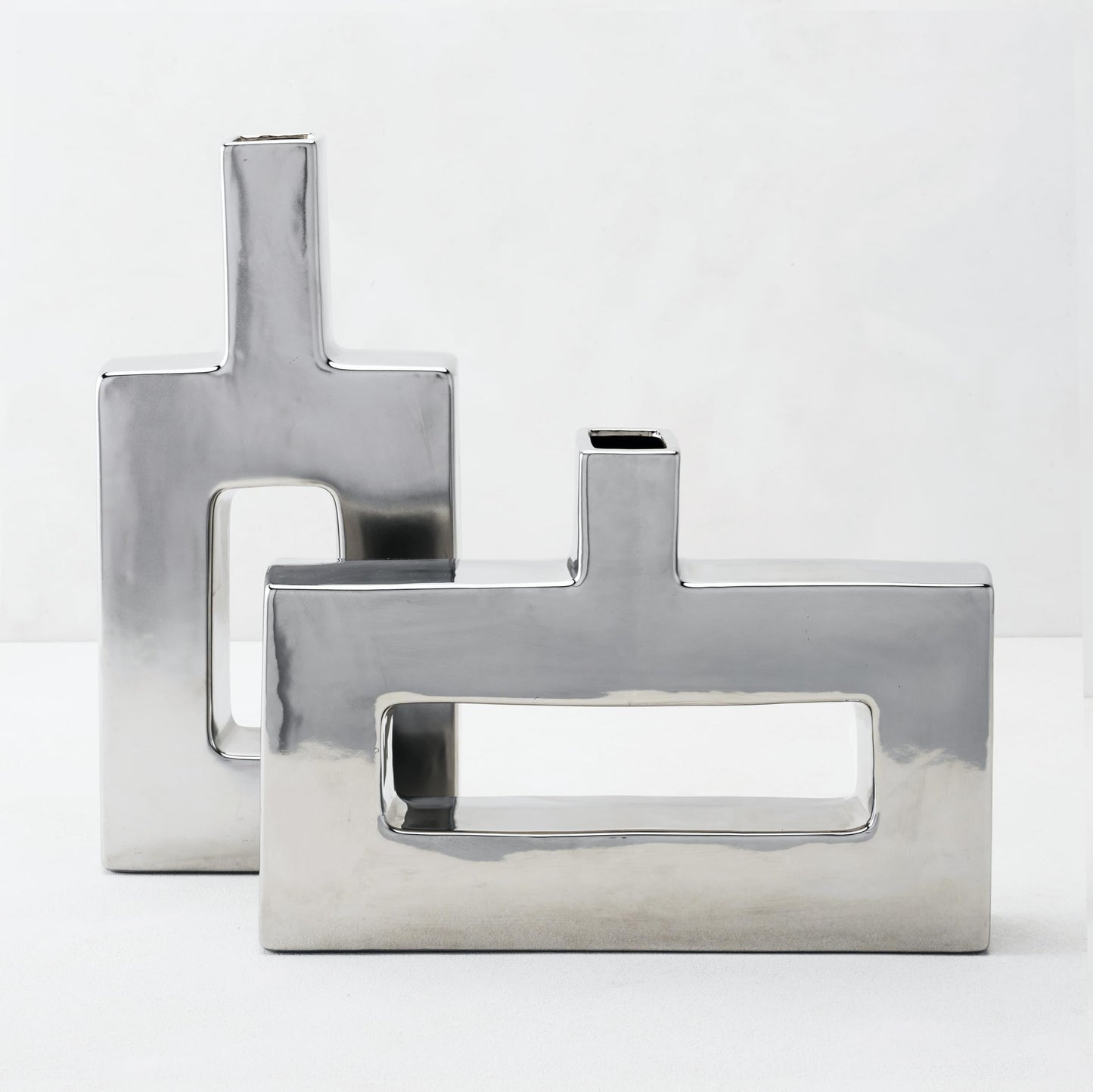 Silver Miami Modern Ceramic Vases, Short