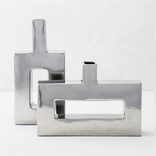 Silver Miami  Modern Ceramic Vases, Short