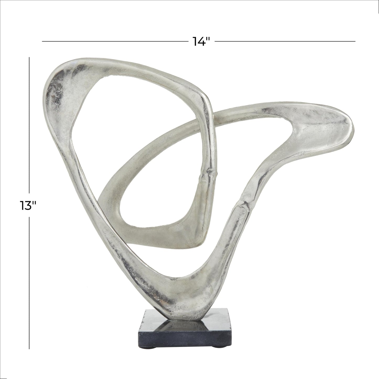 Silver Abstract Sculpture Statue Decor with Black Base