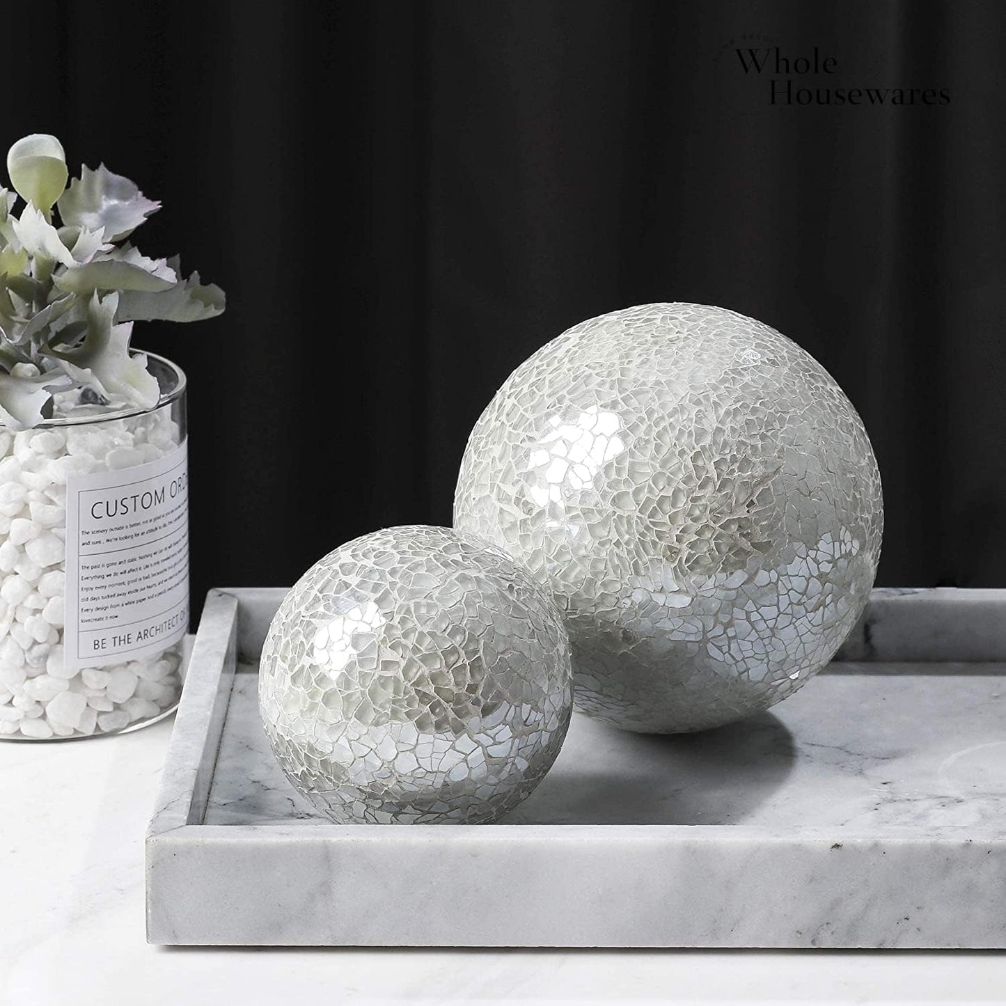 White Decorative Glass Ball Set