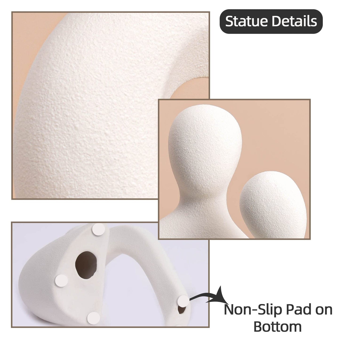 White Abstract Lover Statue, Ceramic Couple Sculptures