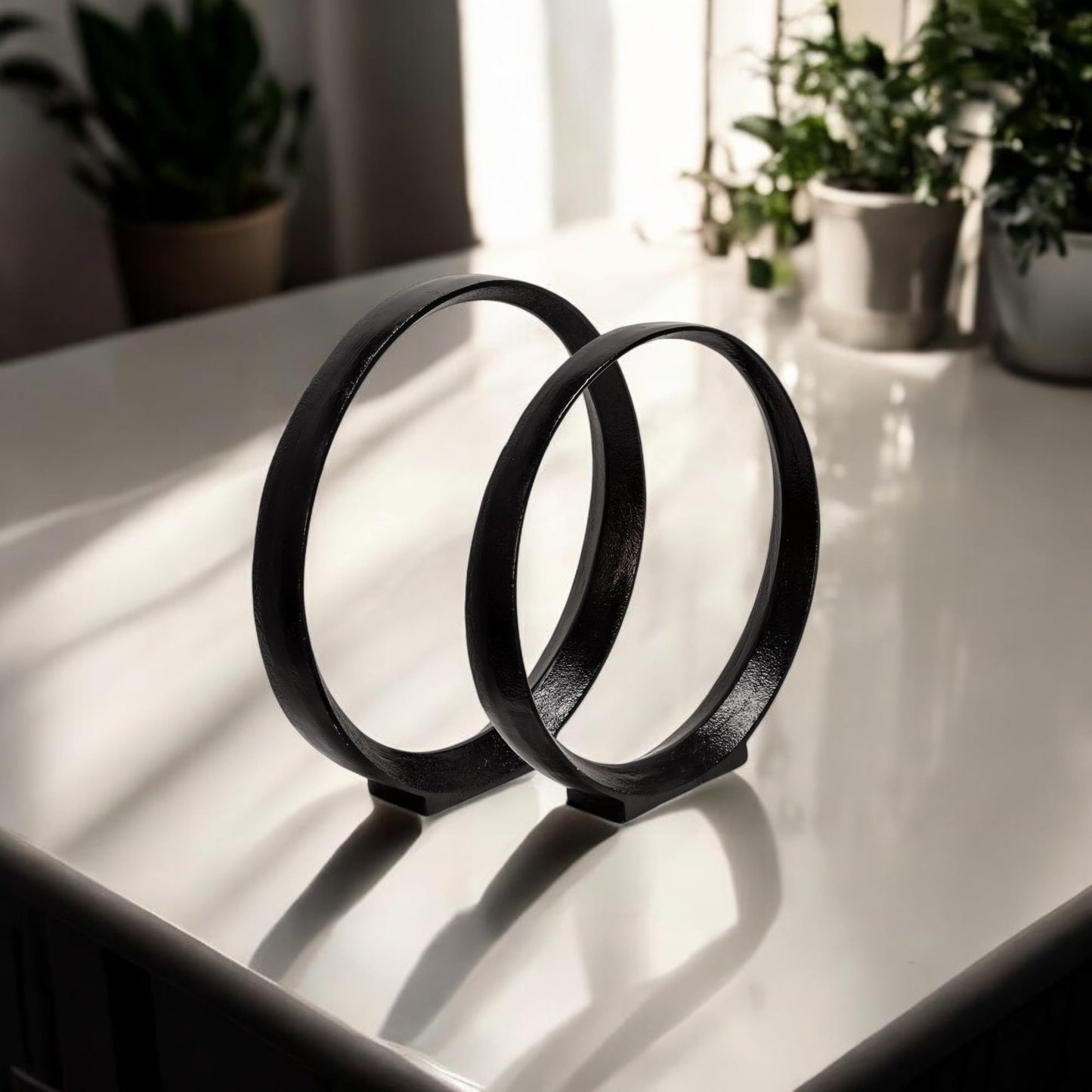 Black Modern Circular Sculptures Decorative Accents