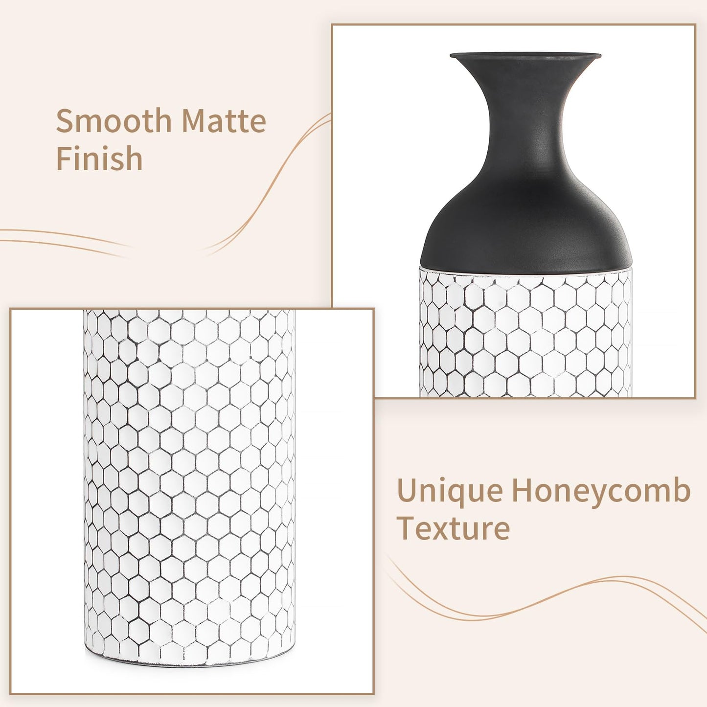 White and Black Two-tone Tall Floor Vase Set