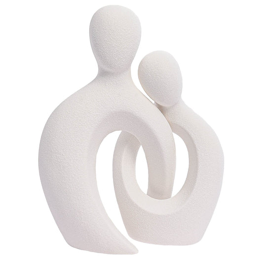 White Abstract Lover Statue, Ceramic Couple Sculptures