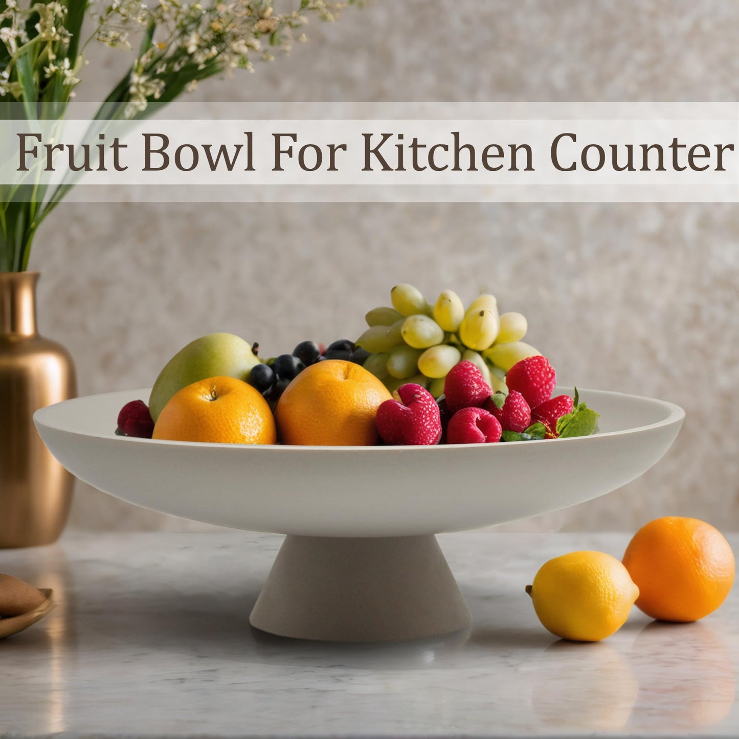 Gray Pedestal Bowl Decor, Modern Centerpiece