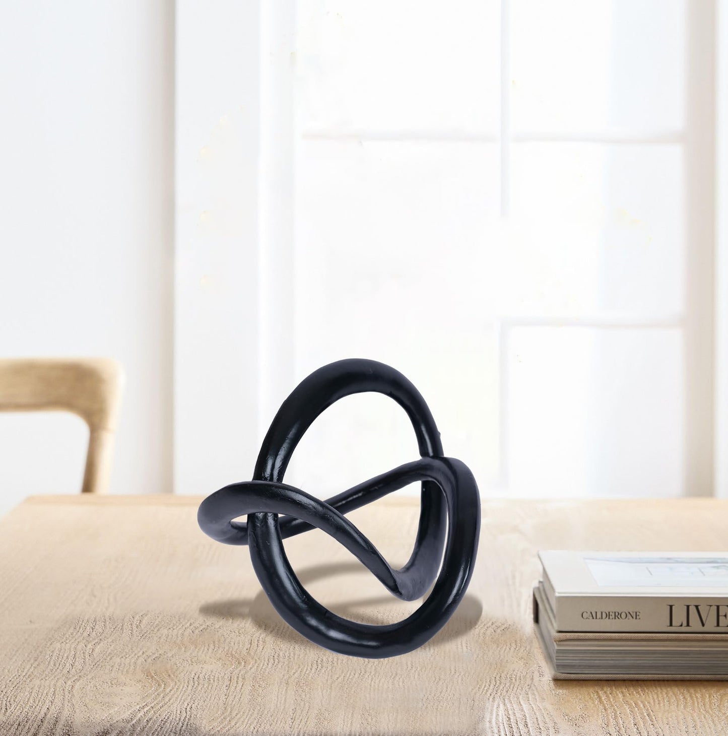 Black Knot Sculpture Ball, Geometric Round