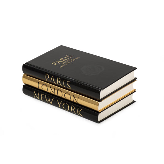 Black and Gold Decorative Faux Books for Home Decor