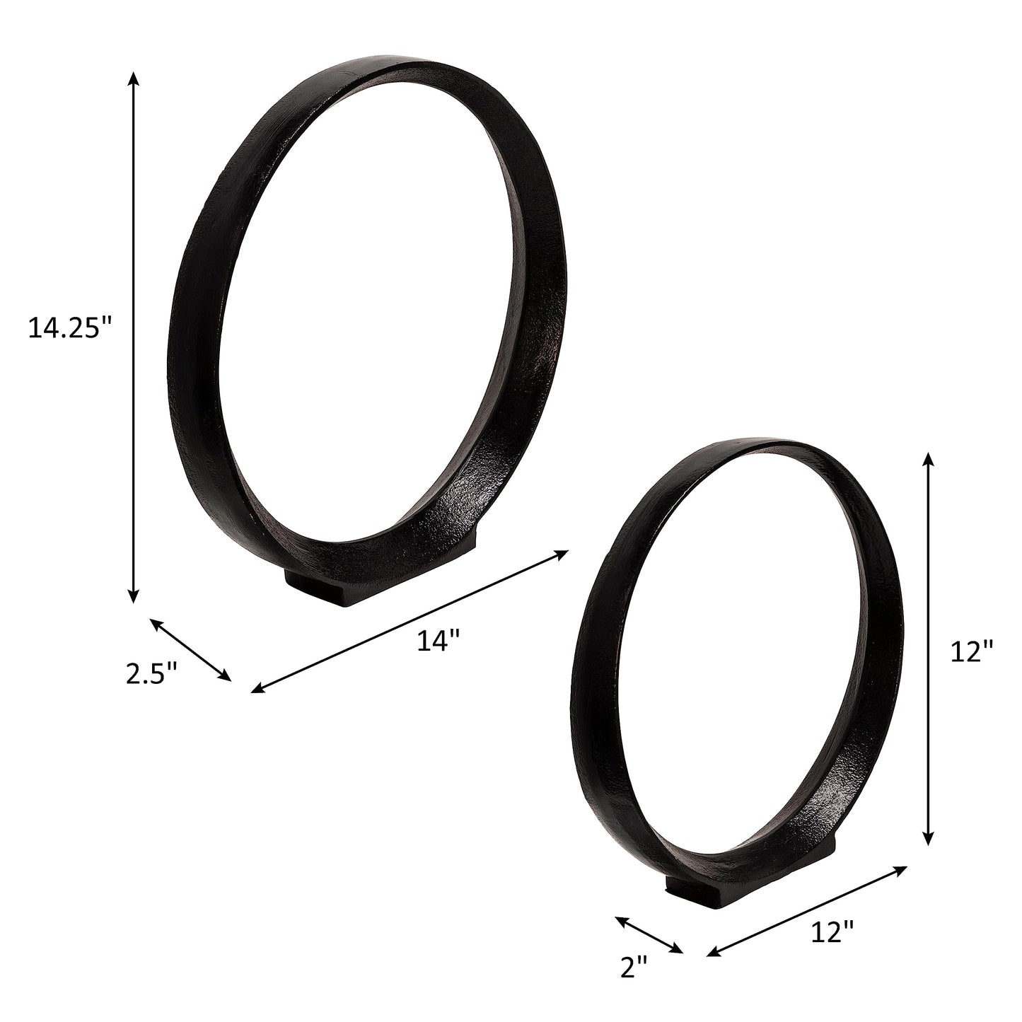 Black Modern Circular Sculptures Decorative Accents