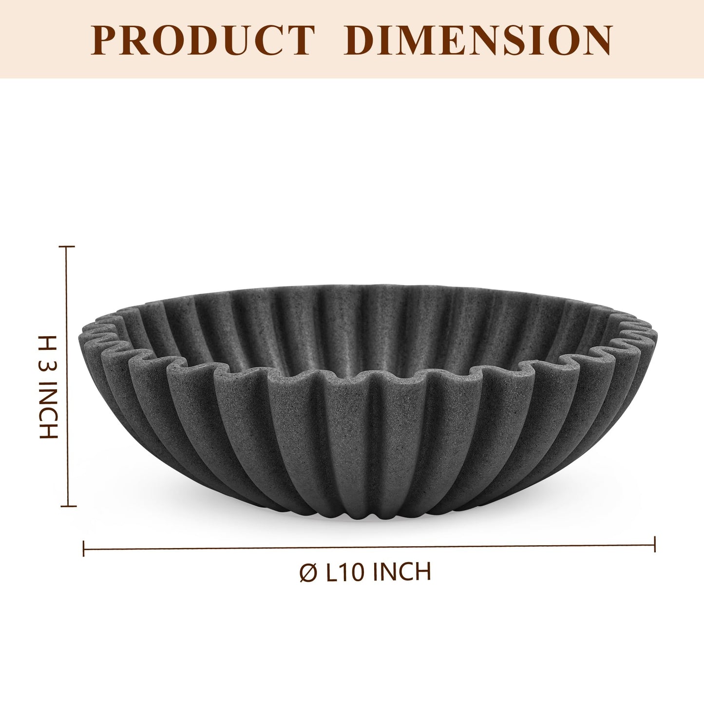 Black Modern Home Decor Bowl, Stone