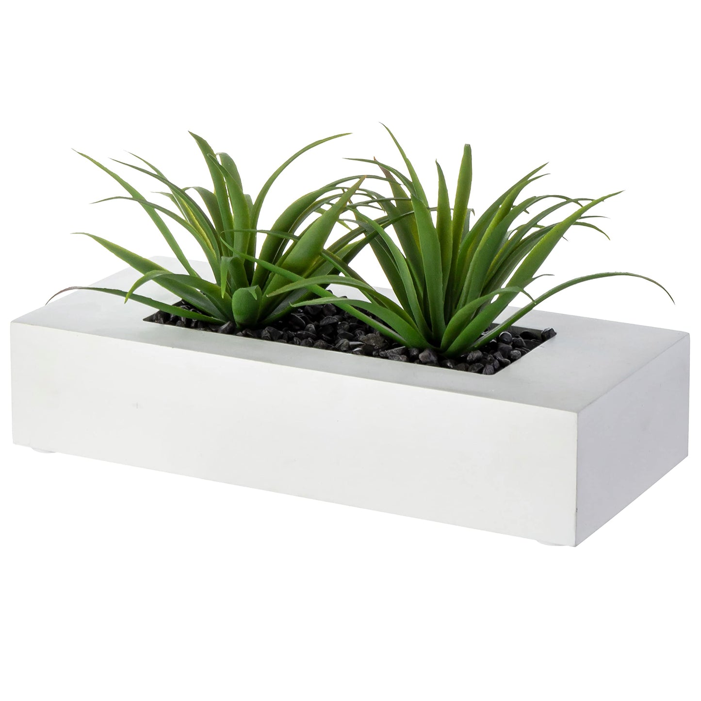 Artificial Faux Plants in White Rectangular Planter