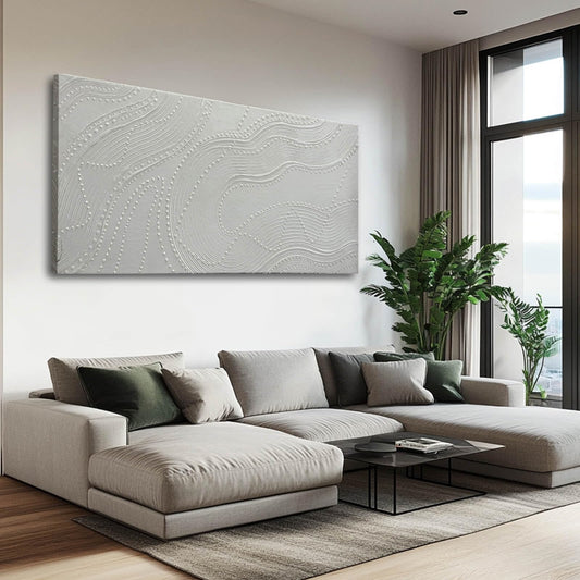 White Modern Abstract 29"x58" Canvas Wall Art Picture