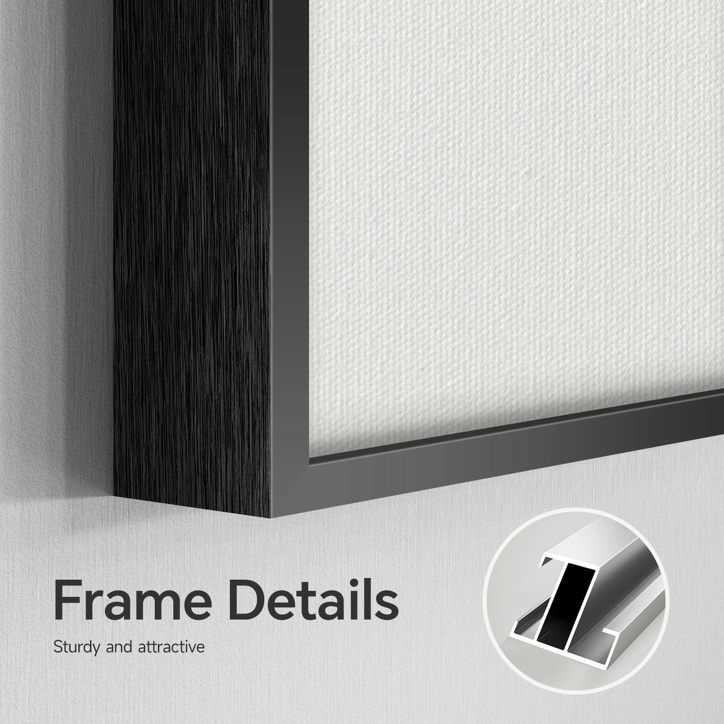 Modern Gray, Black and White Abstract, Framed Canvas Wall Art, Large 3 Piece,  24x36 Inch