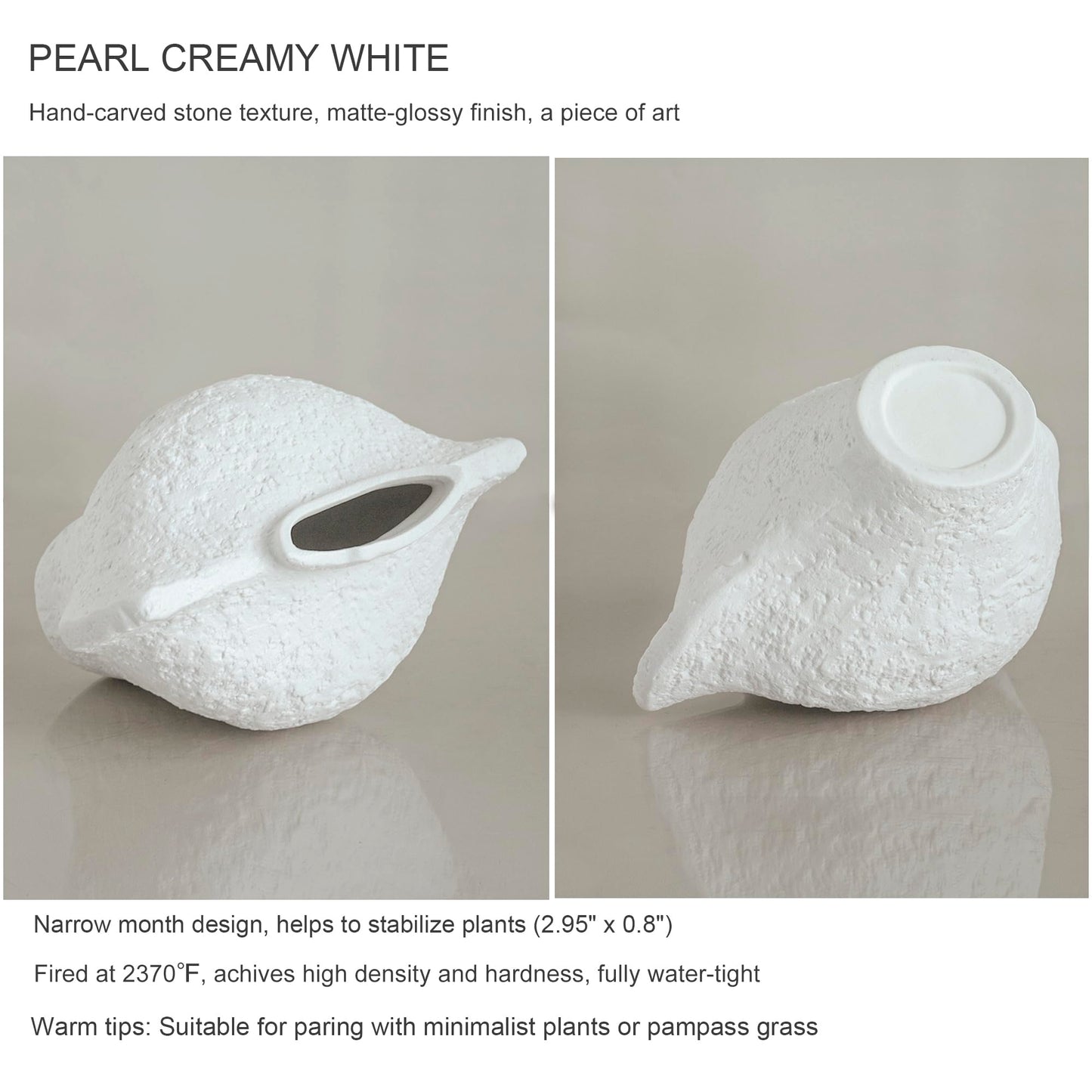 White Ceramic Stone Vase Modern Style
