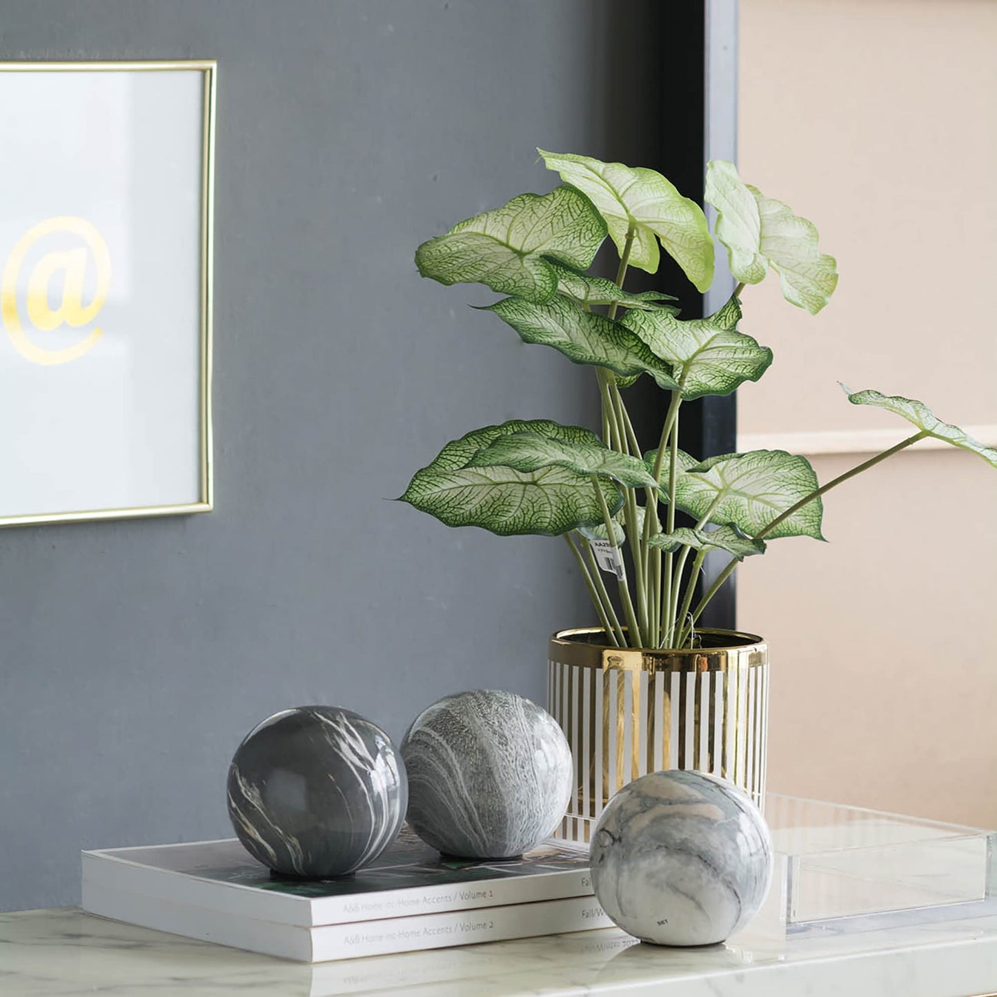 Gray Decorative Balls Orbs Set Decor