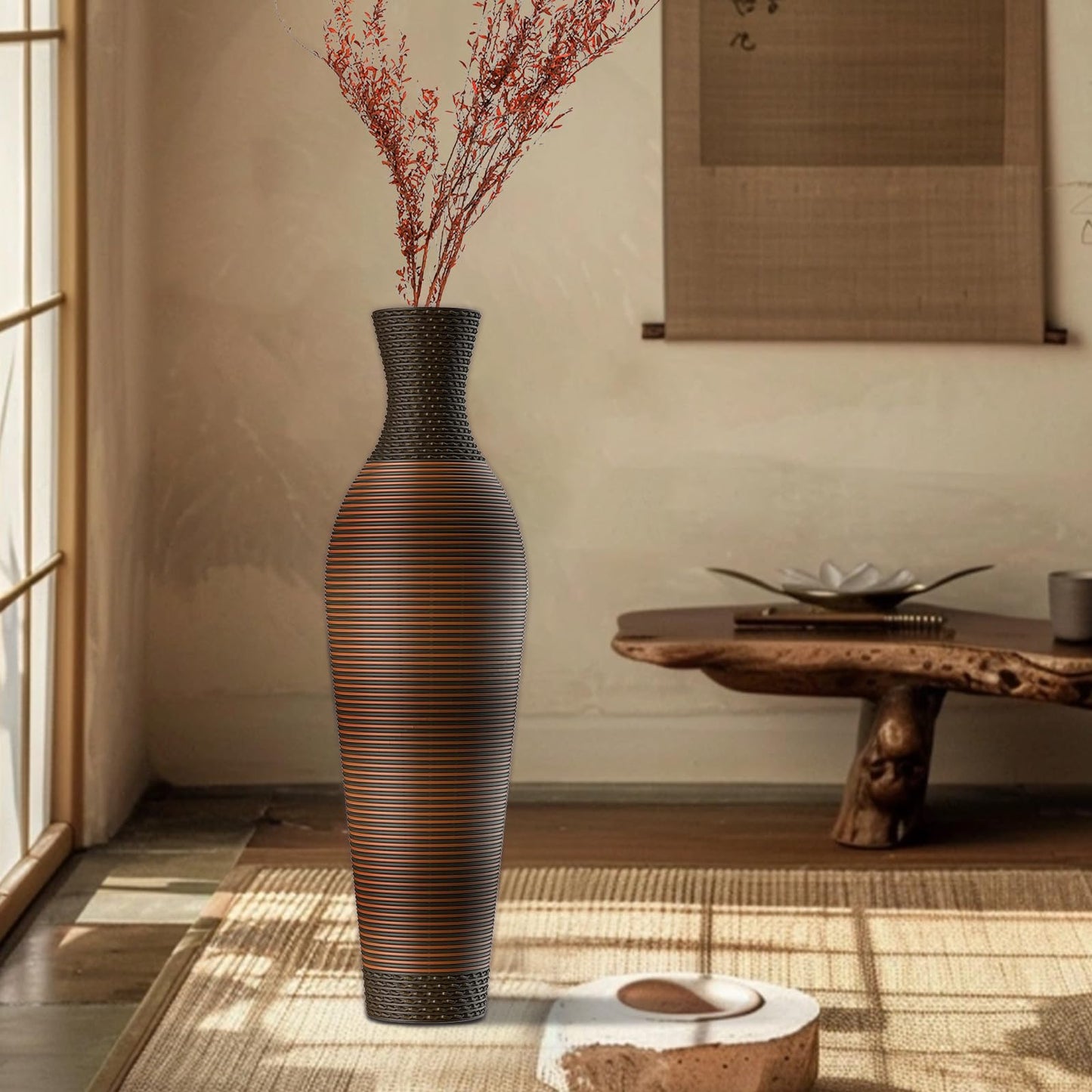 Dark Brown Tall Floor Vase
