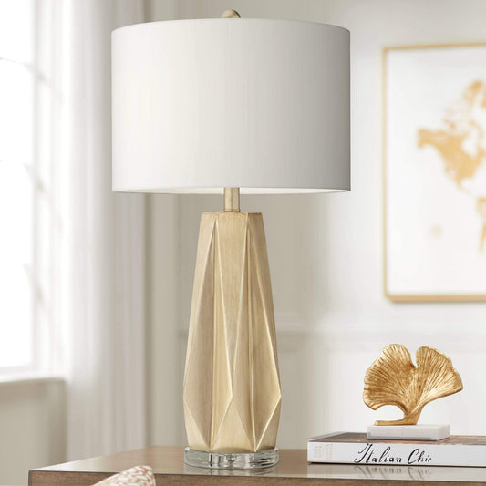 Champagne - Gold Geometric Cut,  Table Lamp 28" Tall