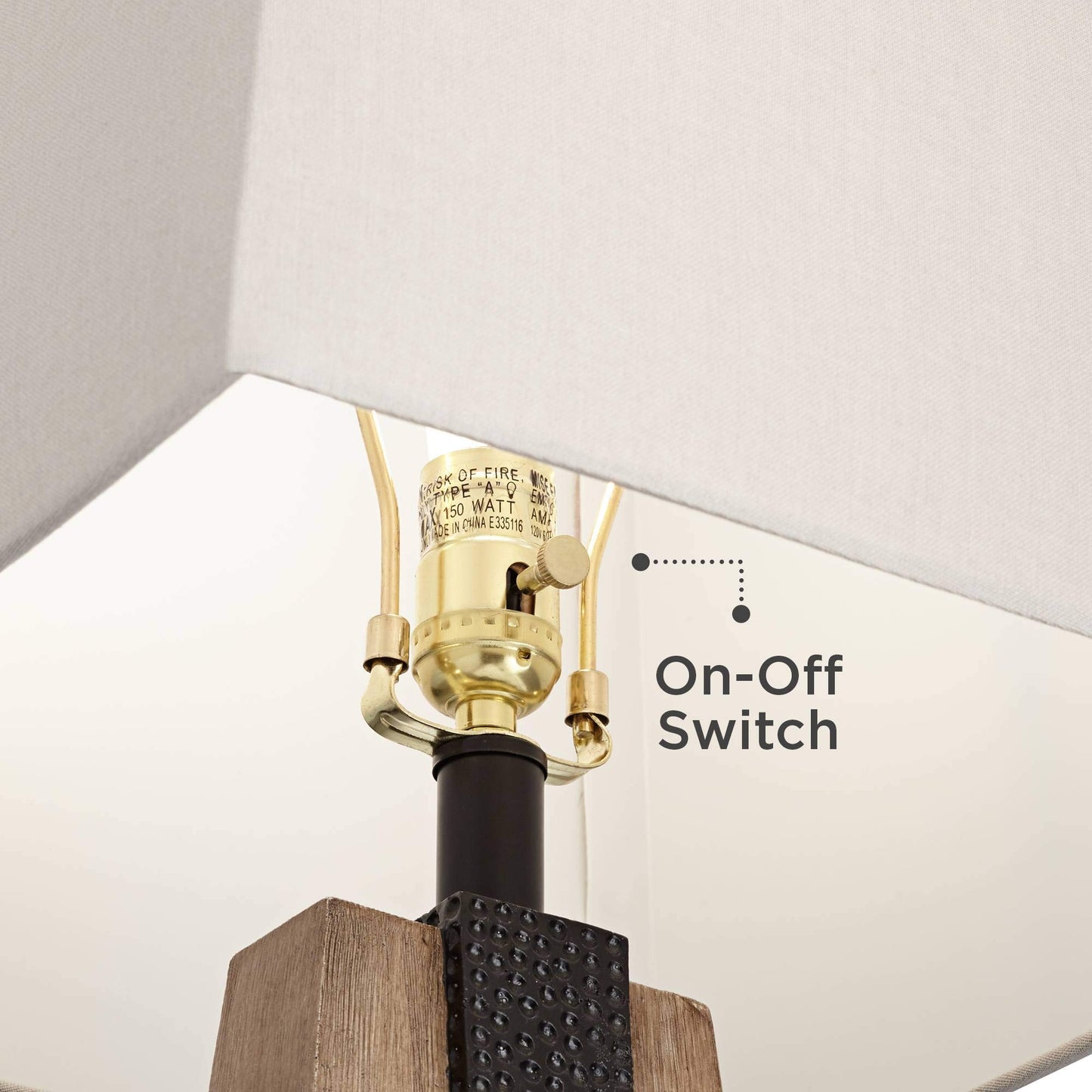 Brown - Oatmeal Wood, Tapered Table Lamps 27" Tall Set of 2 with USB Port