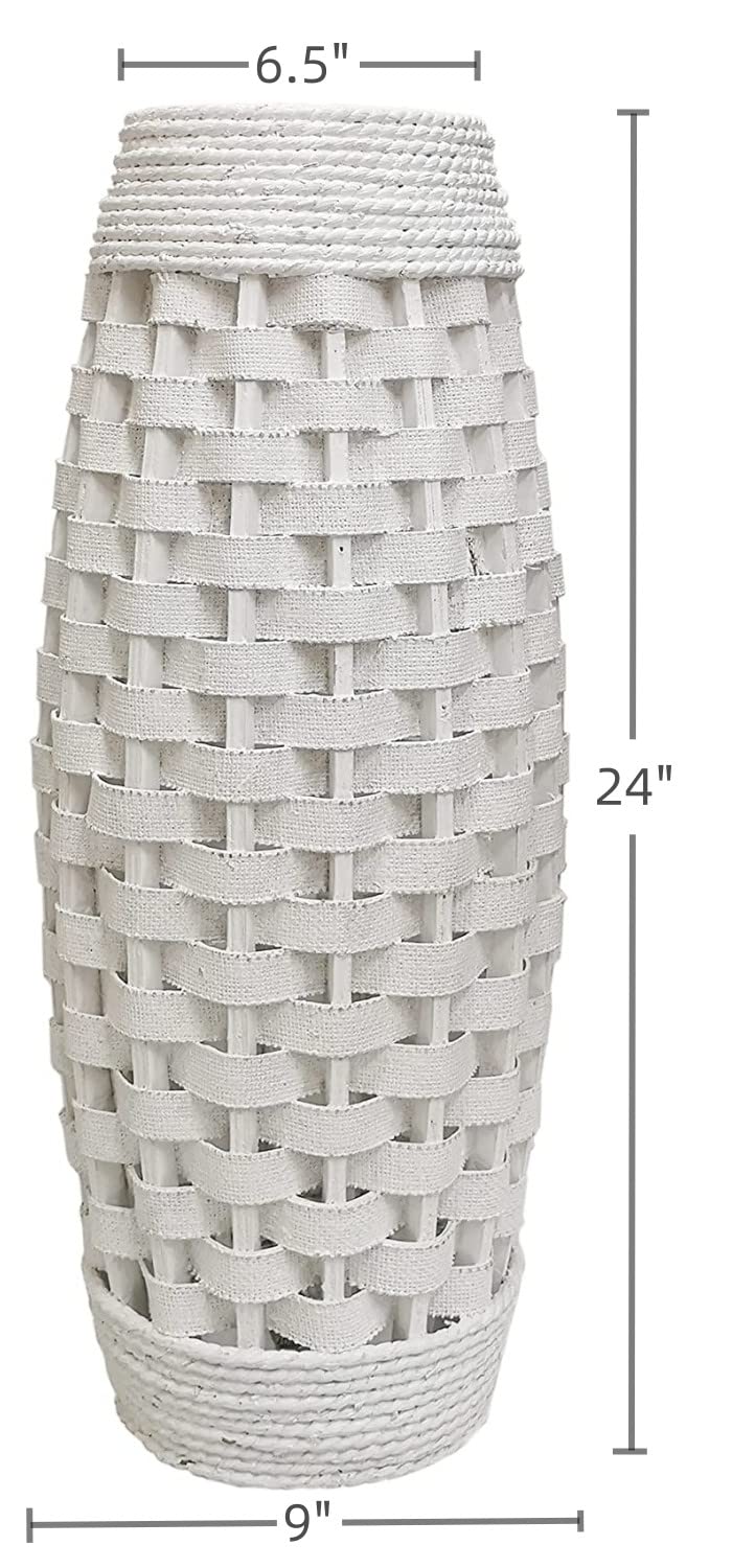 White High Wood Floor Vase