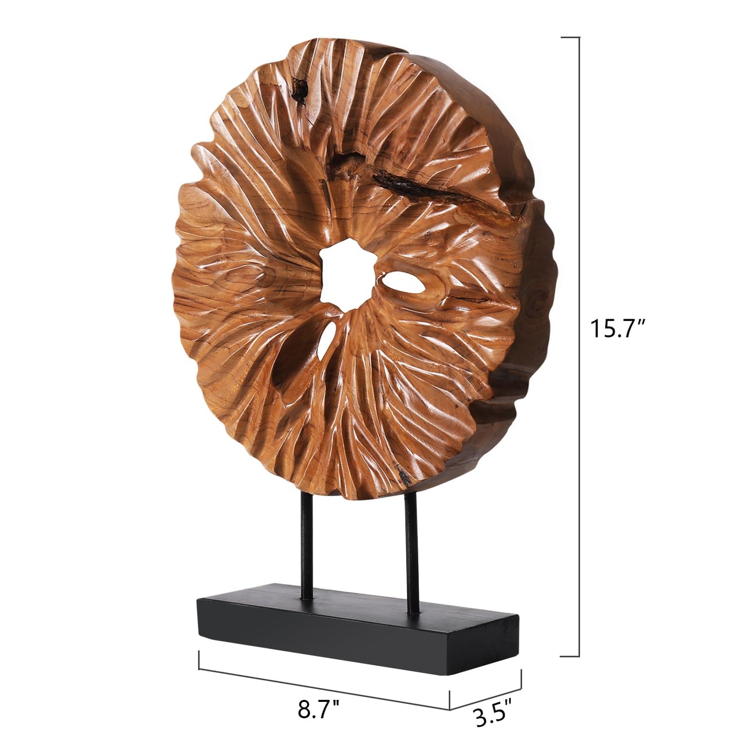 Brown Irregular Teak Root Sculpture Decor with Base