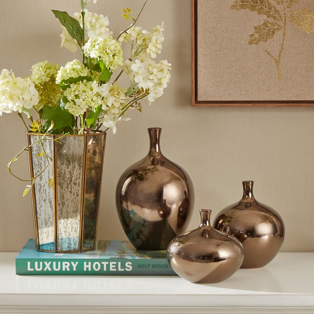 Bronze Vase Set Accent Décor