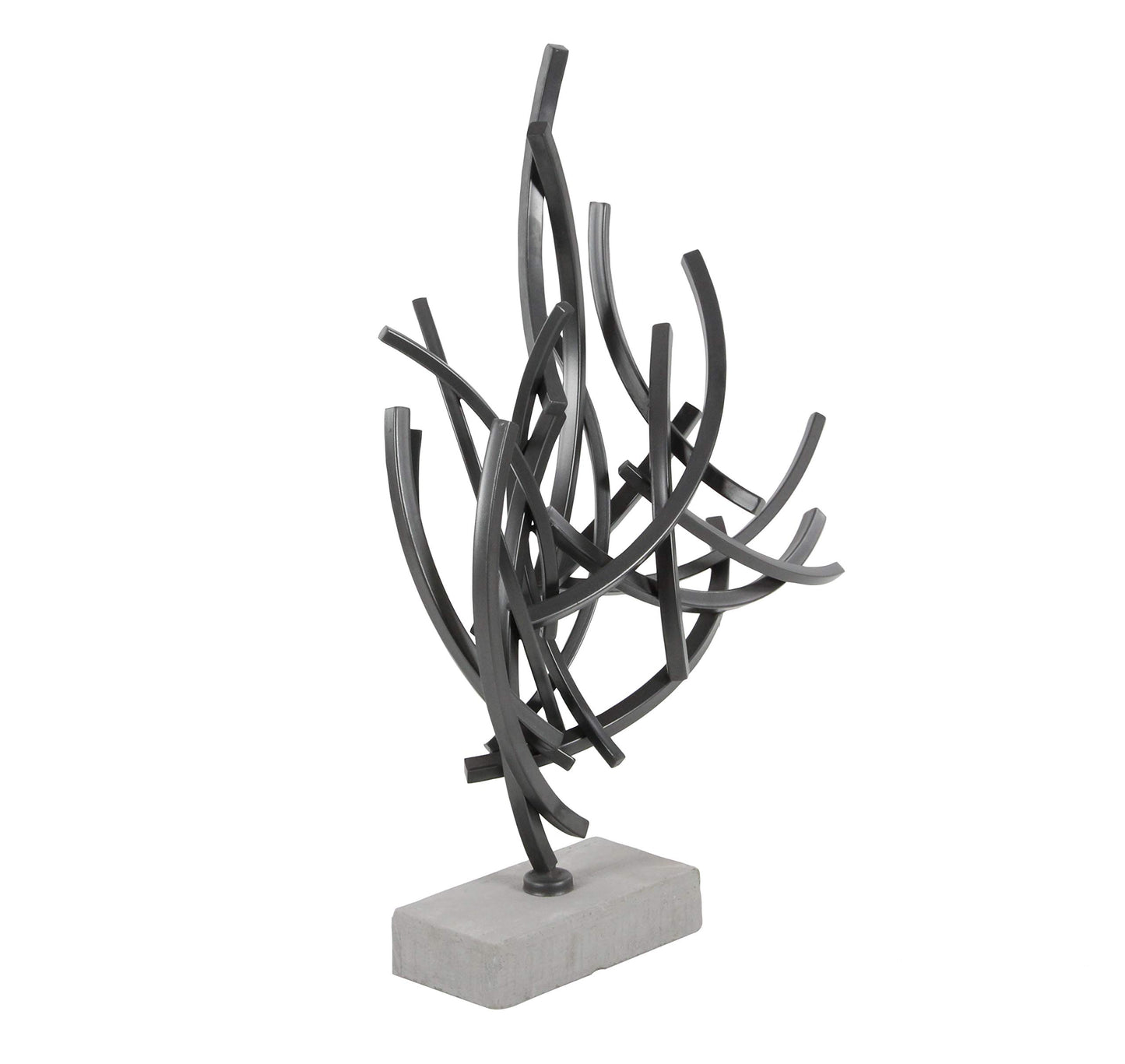 Gray Abstract Sculpture, Statue Decor with Marble Base