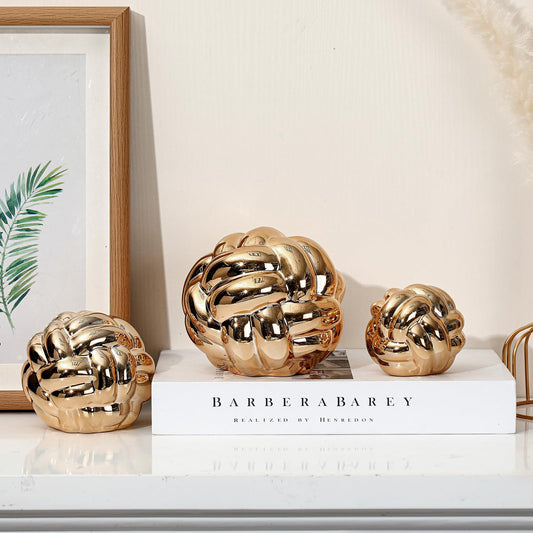 Gold Knot Ball Accent Decor Set