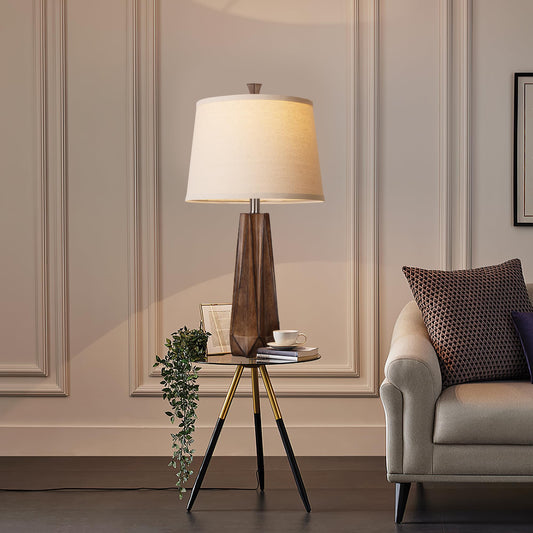 Brown Table Lamps Set of 2, 27'' Geometric Cut