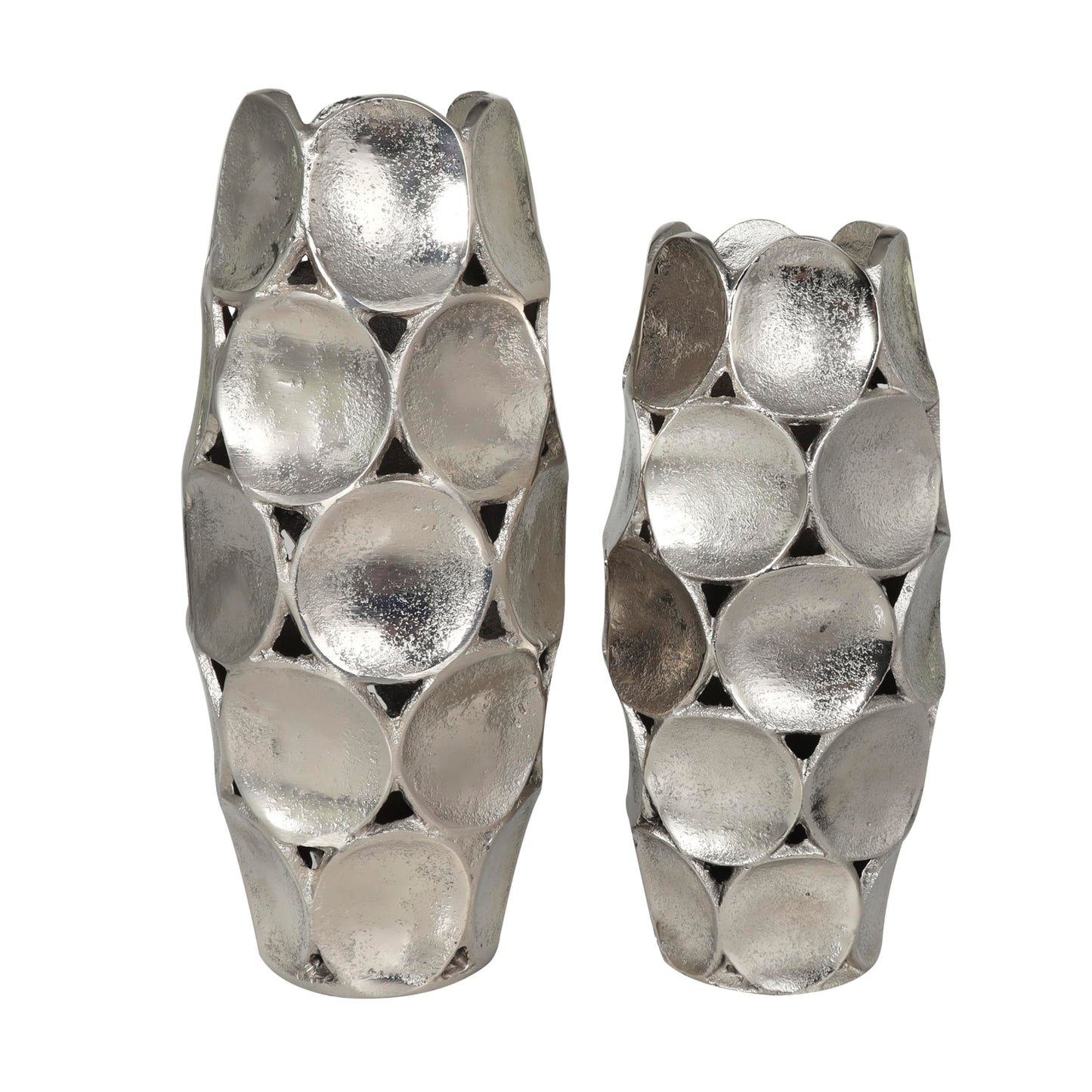 Silver Geometric Centerpiece Vase Set, Open Framed