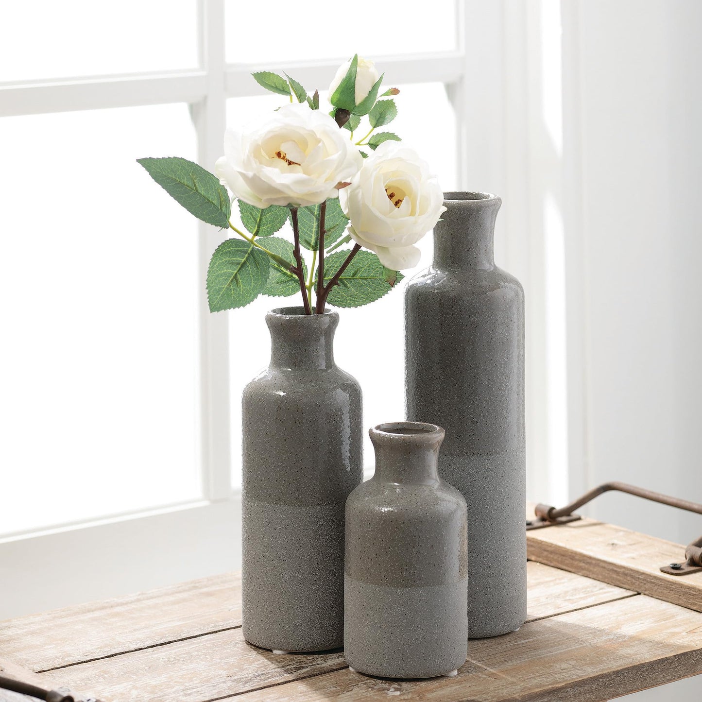 Grey Ceramic Decor Vase Set