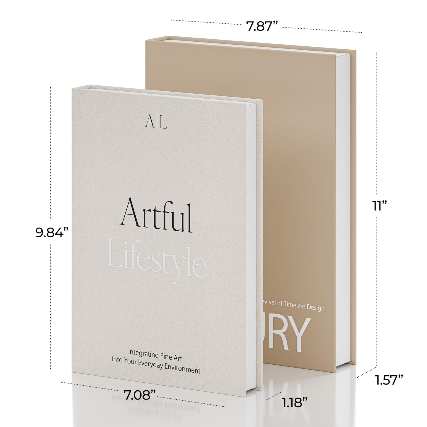 Beige Decorative Books - Set of 2 Stylish Boxes for Coffee Tables
