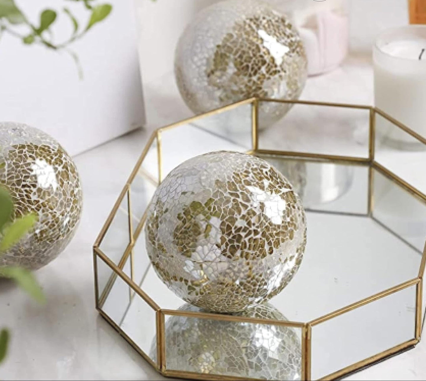 Gold Sphere Decor Balls Glass Mosaic