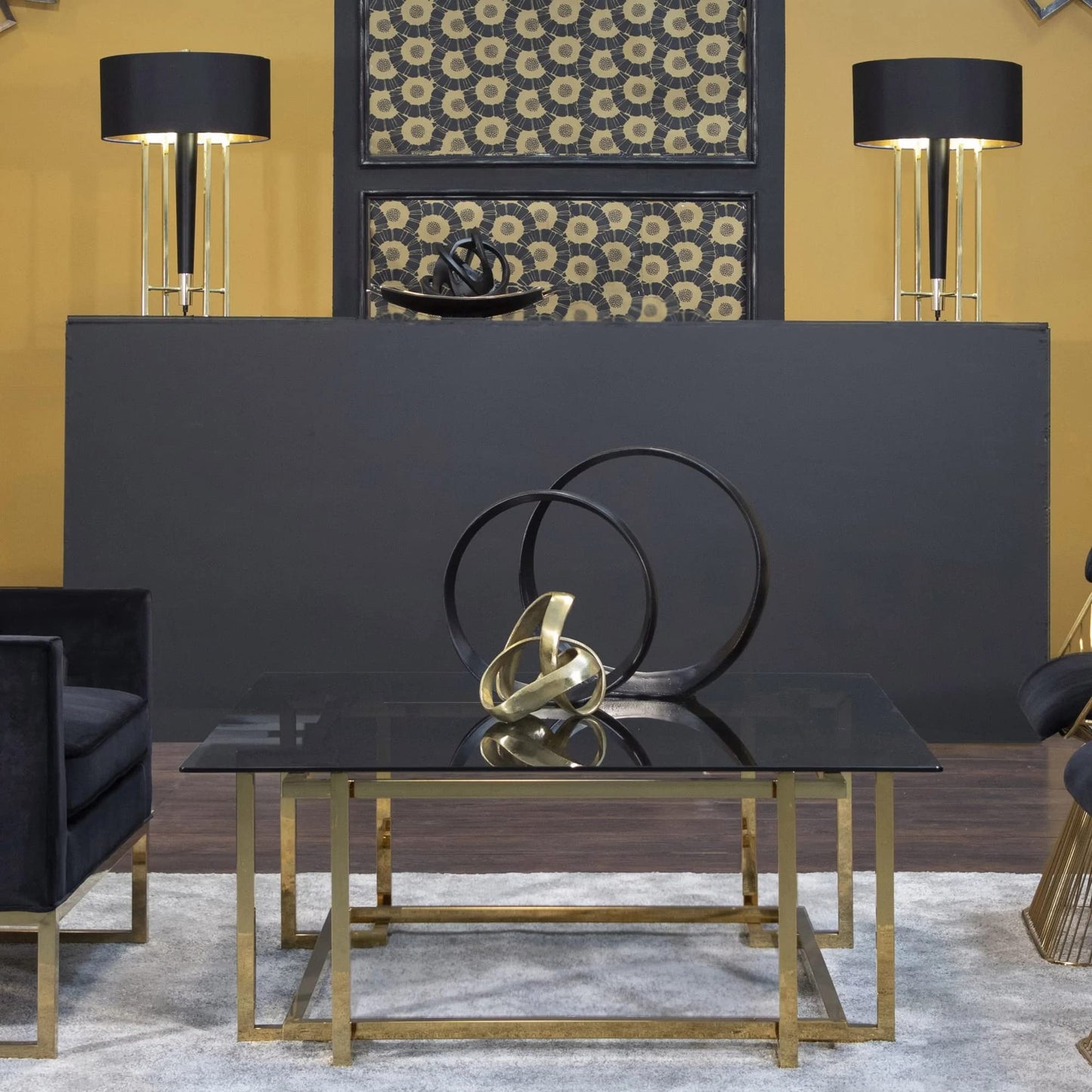 Gold Loop Abstract Sculpture, Modern Accent Decor