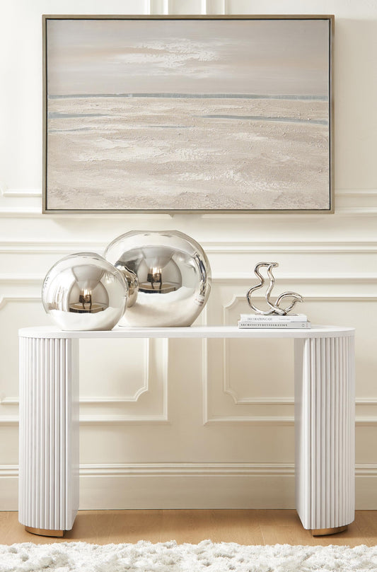 Silver Abstract Sculpture, Modern Mirror-Finish Aluminum Art