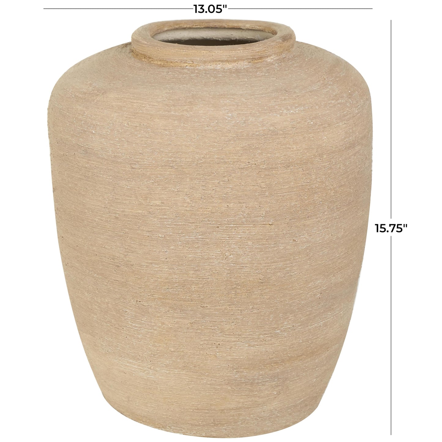 Beige Round Ceramic Vase, Large