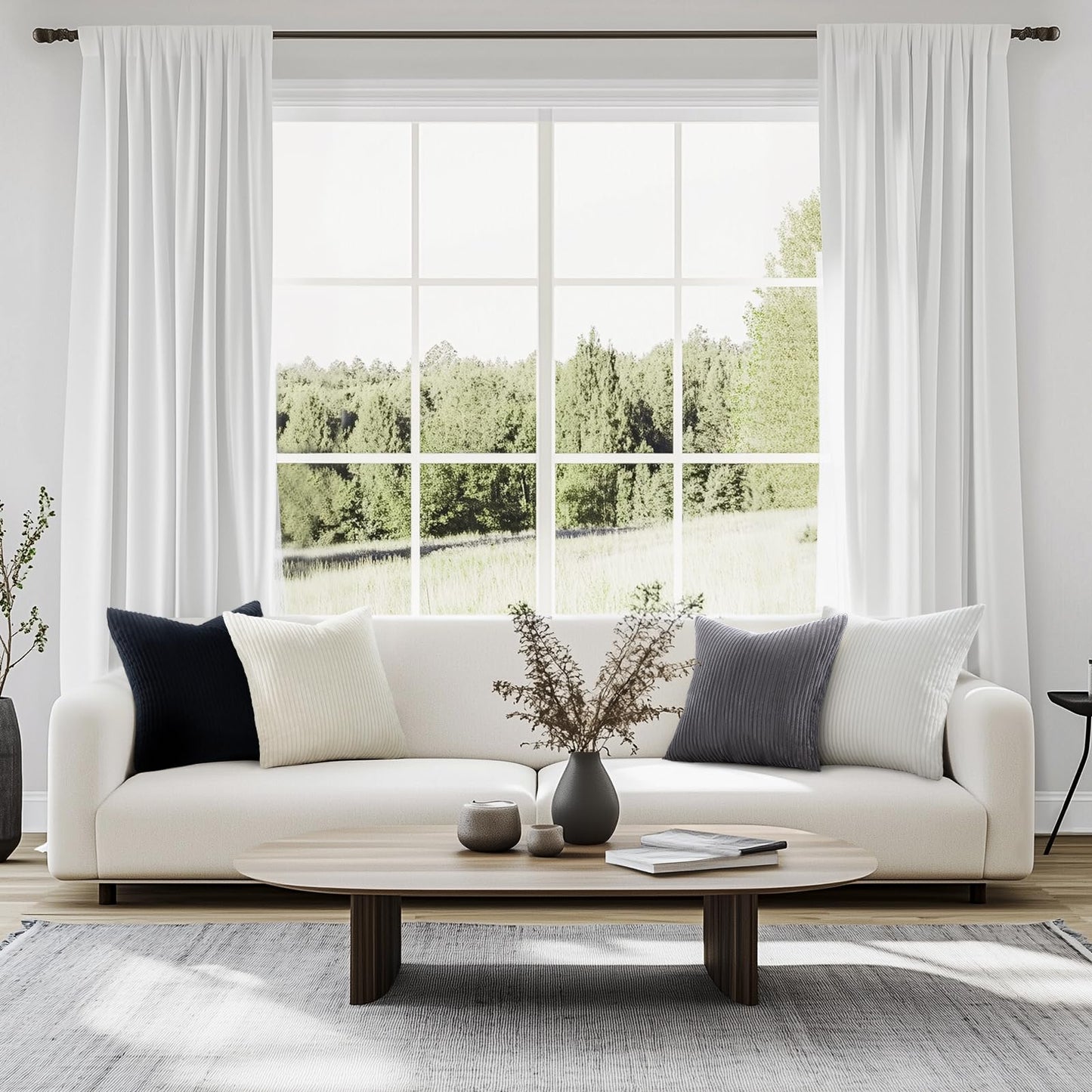 Black and White Throw Pillow Covers, Set of 4, Soft Corduroy