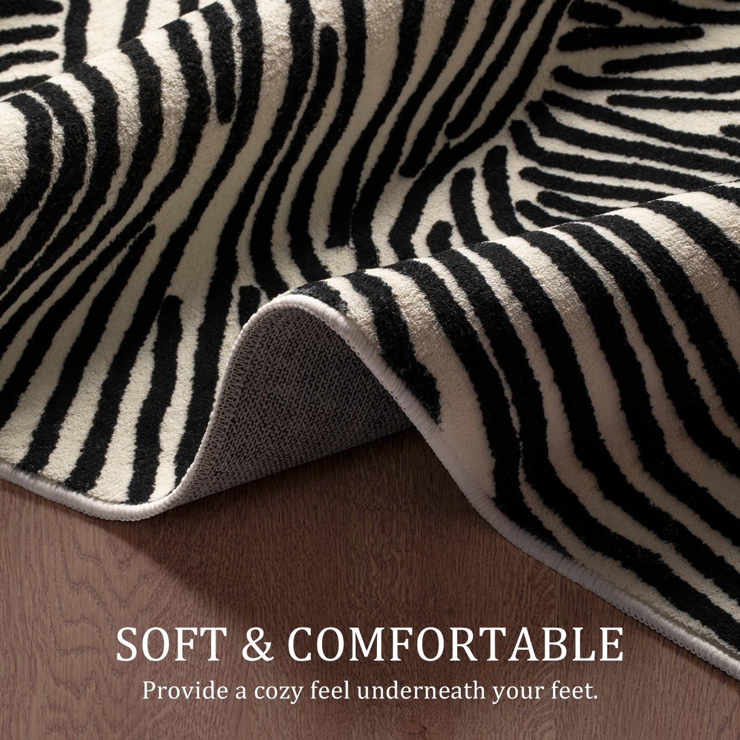 Beige and Black, Modern Lined Design 9x12 Ft Area Rug