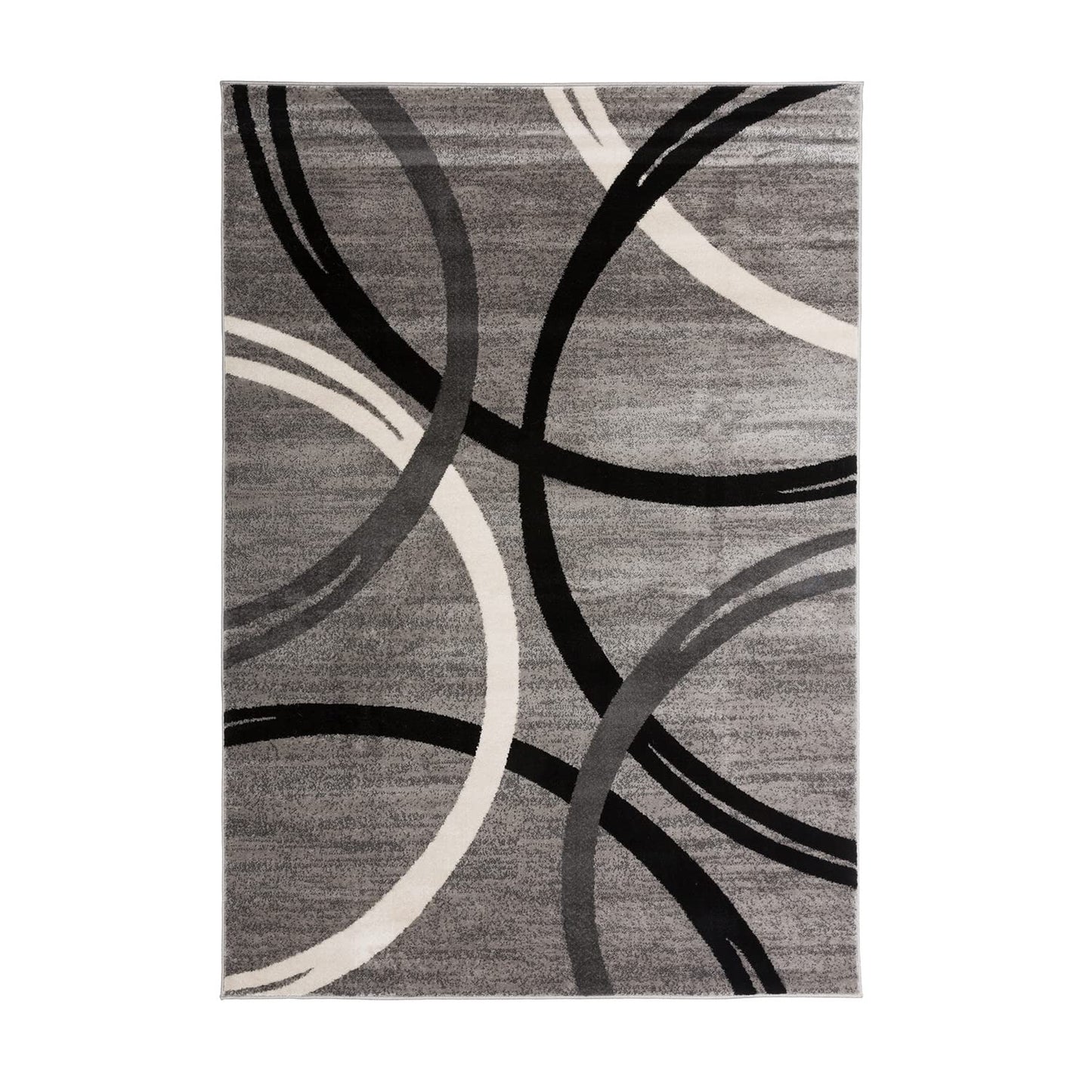 Grey Area Rug, Plush Modern Circles Abstract Design 7' 10" x 10'2"