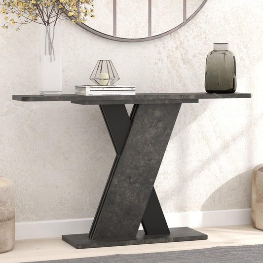 Black Entryway Console Table with Unique X Design Base
