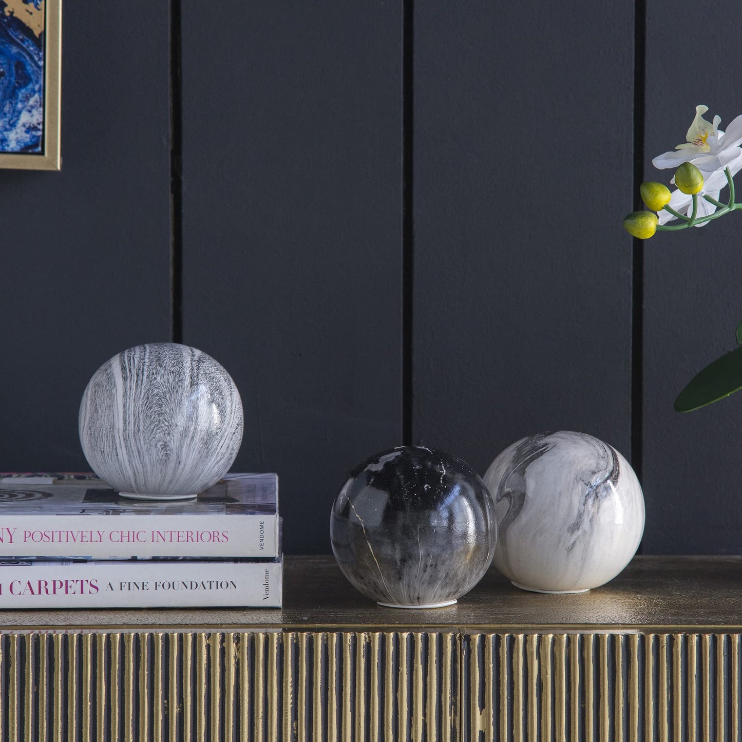 Gray Decorative Balls Orbs Set Decor
