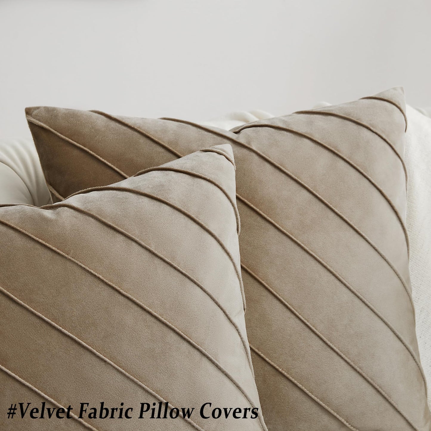 Tan Velvet Throw Pillow Covers Set