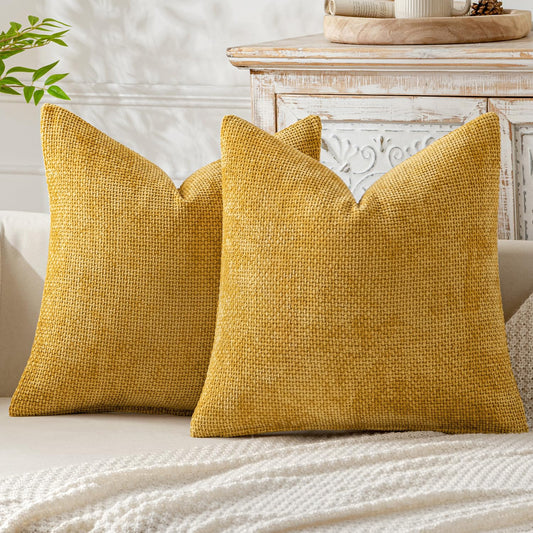 Gold Throw Pillow Covers Set of 2, 18x18 Inch, Soft Frabric