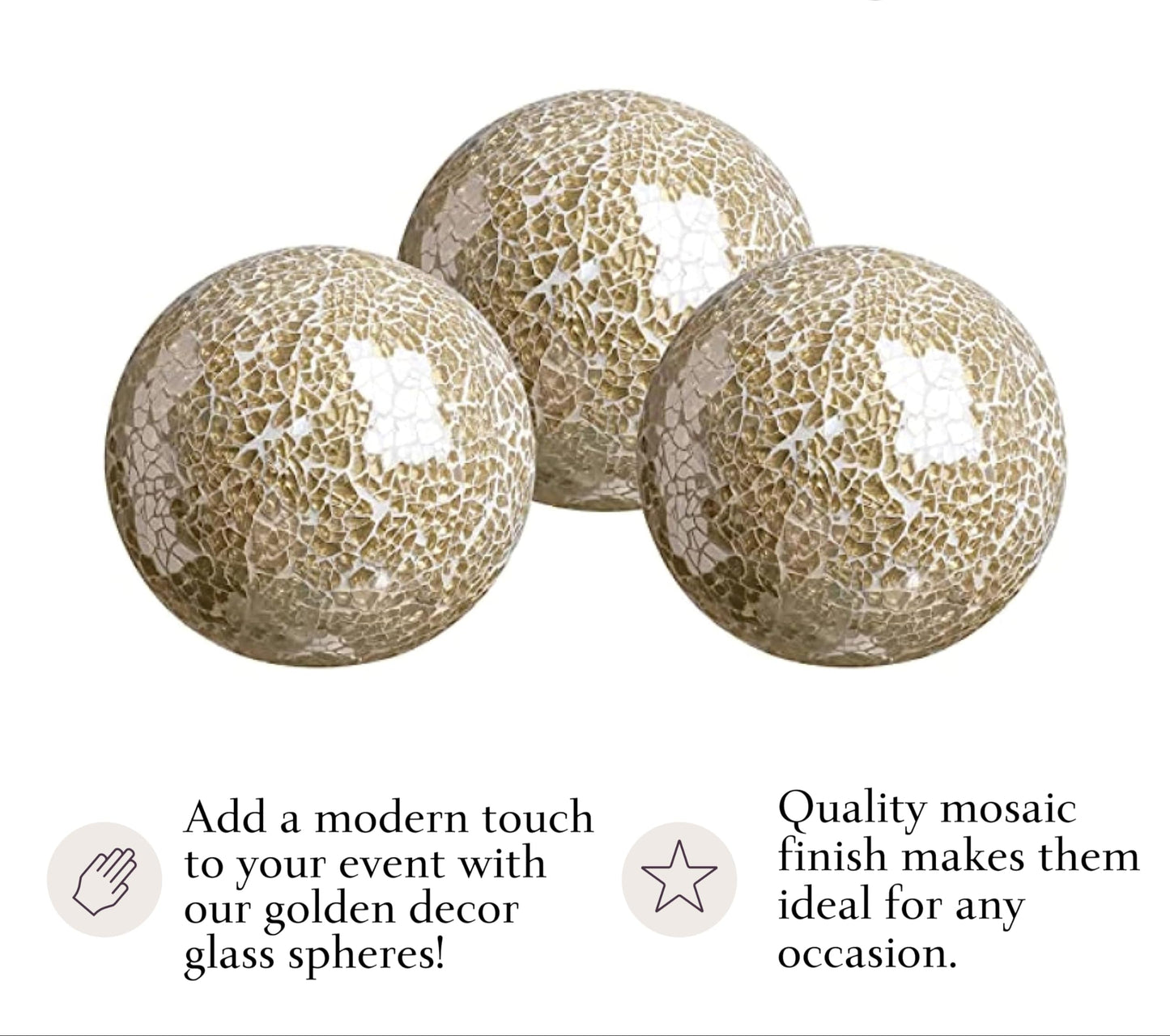 Gold Sphere Decor Balls Glass Mosaic