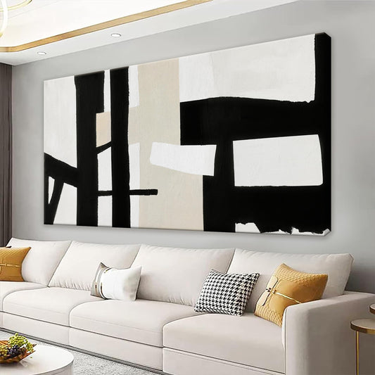 Black and White Abstract, Canvas Wall Art 29" x 58"