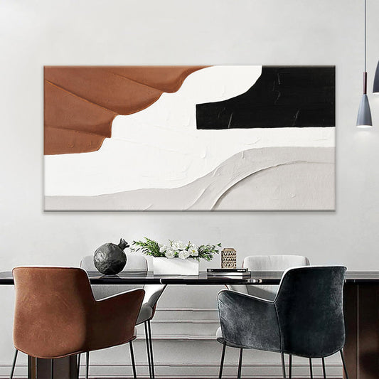 Black, White, Grey and Brown Abstract 29"x58" Canvas Wall Art