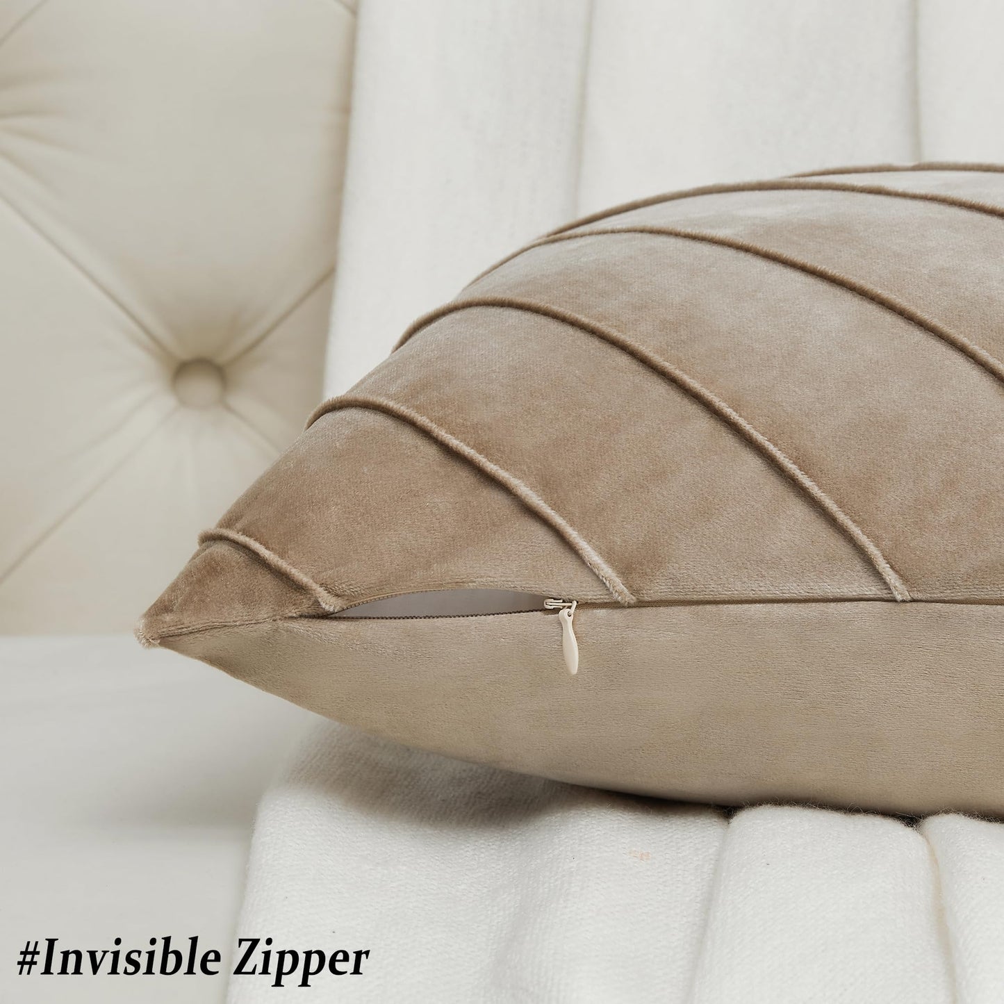 Tan Velvet Throw Pillow Covers Set