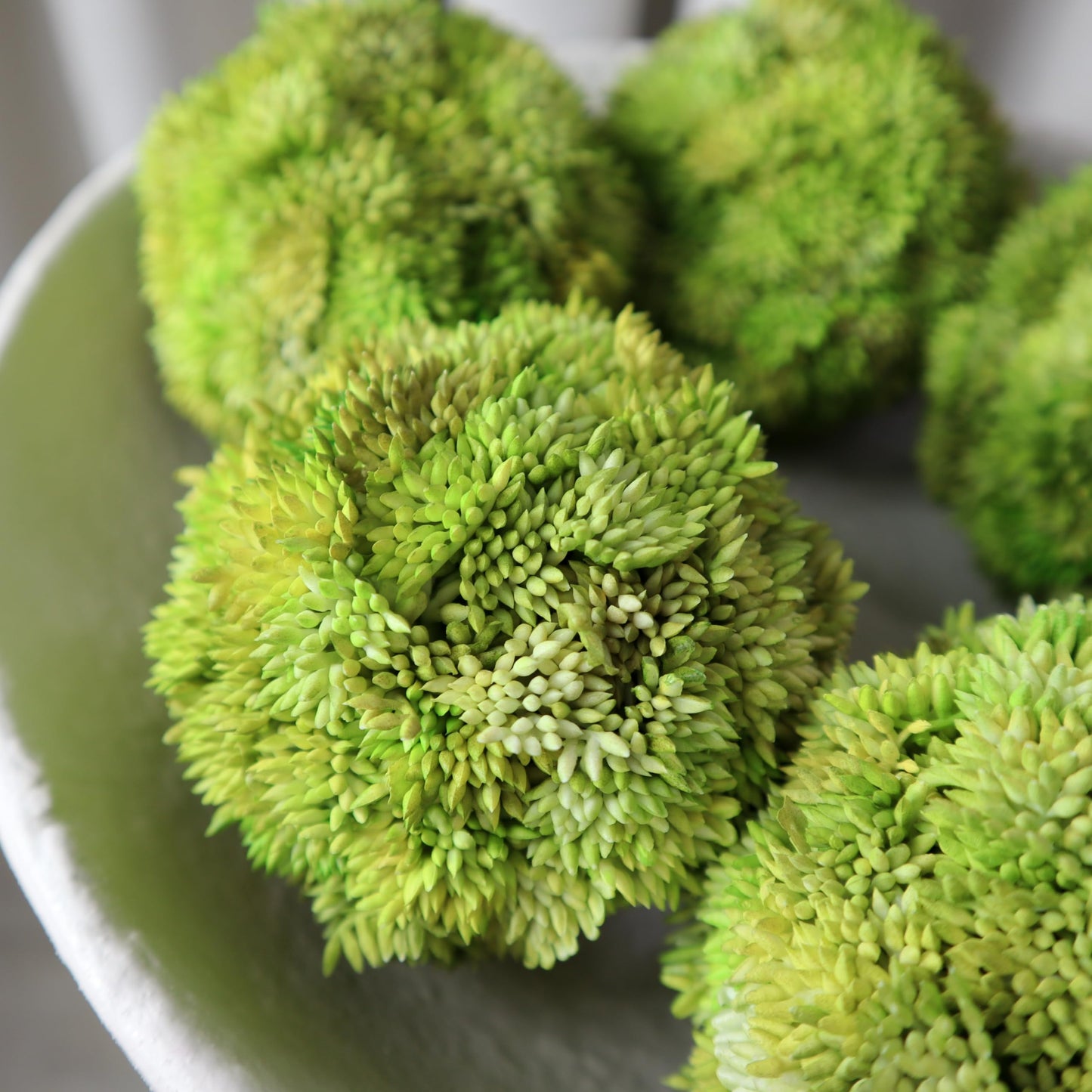 White Textured Pedestal Bowl and Greenery Set, Centerpiece