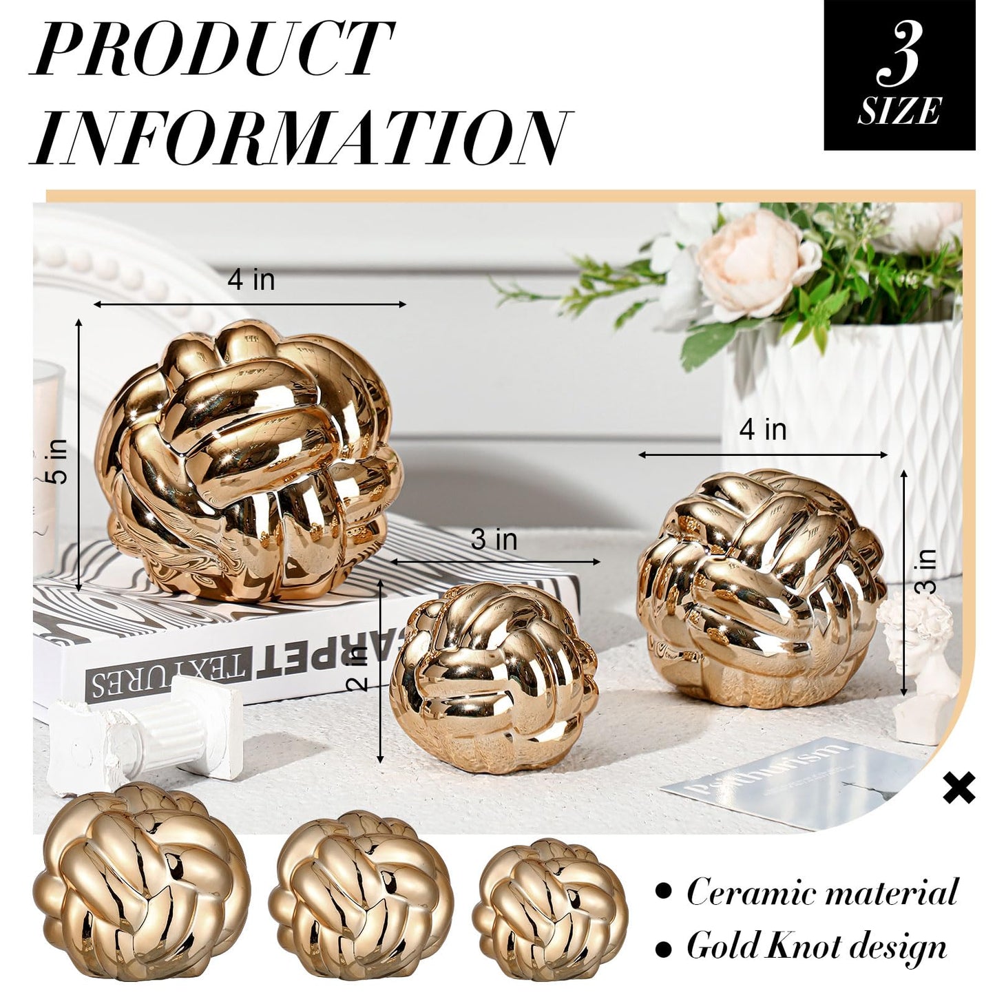 Gold Knot Ball Accent Decor Set