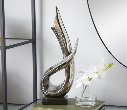 Silver Abstract Accent Sculpture Home Decor Statue