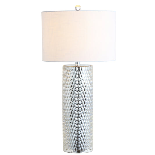 Silver Hammered 30" Table Lamp