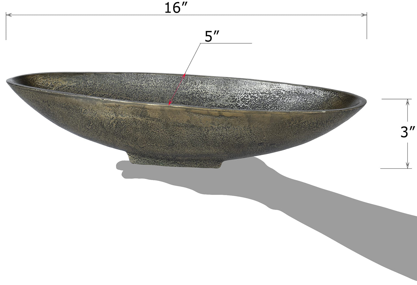 Long Bowl Centerpiece Silver Bronze